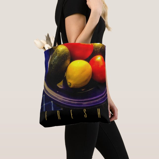 Tote Bag Bol bleu de Fourre-tout de fruits (De près)