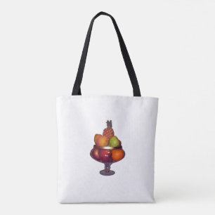 Tote Bag Bol de fruits avec pied sur blanc