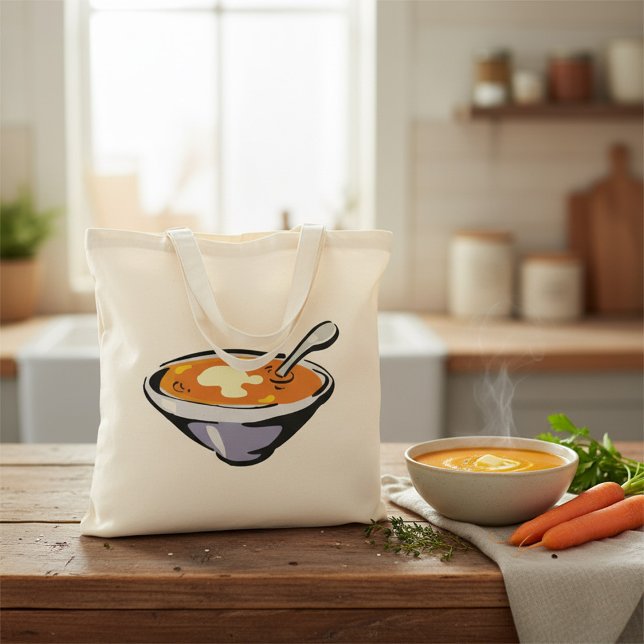 Tote Bag Bol de soupe de tomates avec cuillère (Créateur téléchargé)
