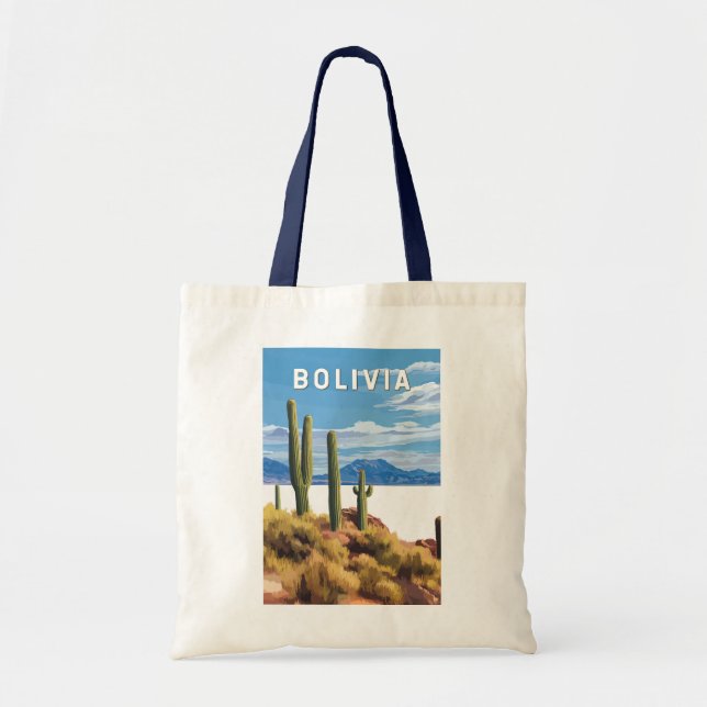 Tote Bag Bolivie Illustration Travel Art Vintage (Devant)