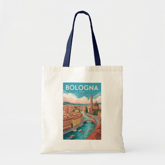 Tote Bag Bologna Italy Illustration Travel Art Vintage (Devant)