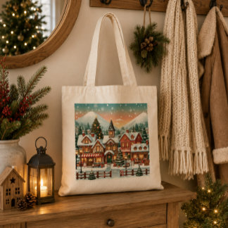 Tote Bag Bolsa de tela con paisaje navideño