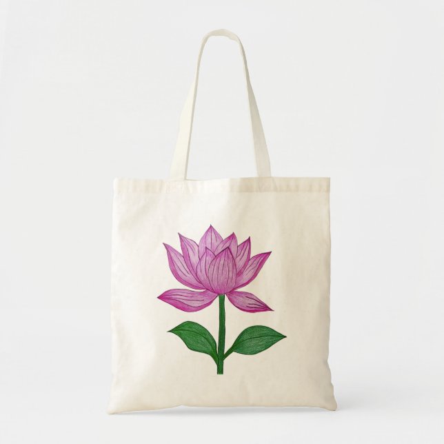 Tote Bag Bolsa de tela flor rosada (Devant)