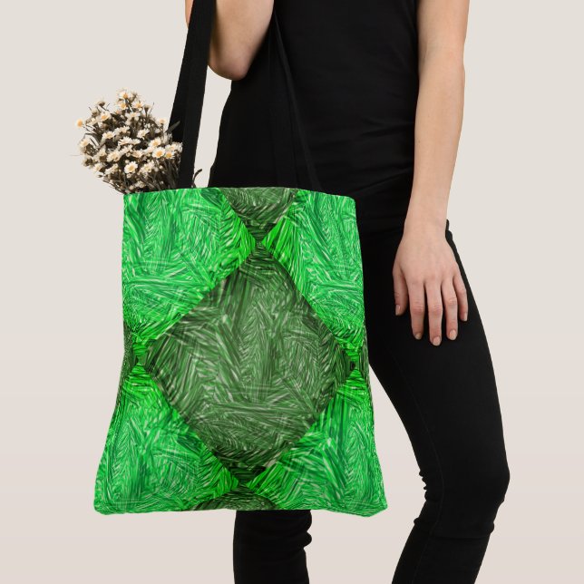 Tote Bag Bolsa verde falsa grama ou folhas de coqueiro (De près)