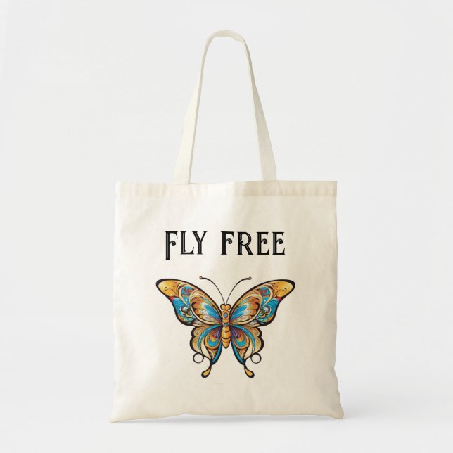 Tote Bag Bolso de tela con diseño de mariposa (Devant)