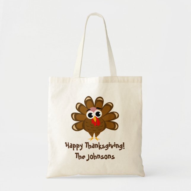Tote Bag Bon thanksgiving drôle dessin de dinde coutume (Devant)