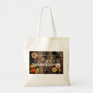 Tote Bag Bon thanksgiving Gourds sur bois rustique