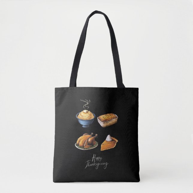 Tote Bag Bon thanksgiving rétro Automne Citrouille (Devant)