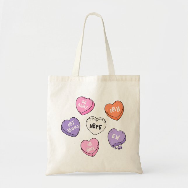 Tote Bag Bonbon Coeur anti-Valentin (Devant)