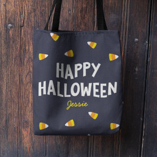 Tote Bag Bonbon Maïs Bleu Foncé Joyeux Halloween