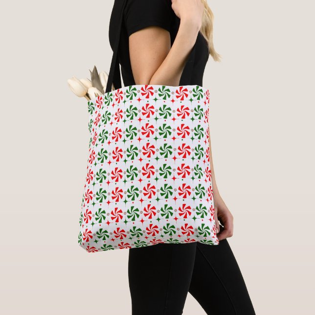 Tote Bag Bonbons à la menthe de Noël (De près)