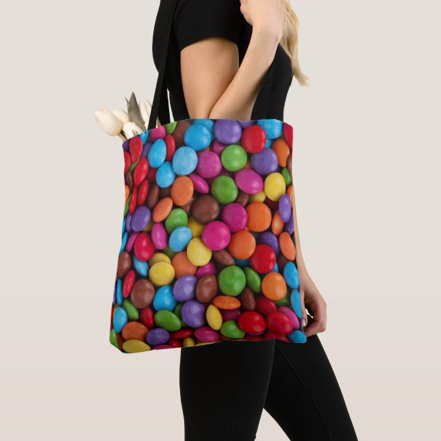 Tote Bag Bonbons colorés, Boutons de bonbons, Sucres, Nourr (De près)
