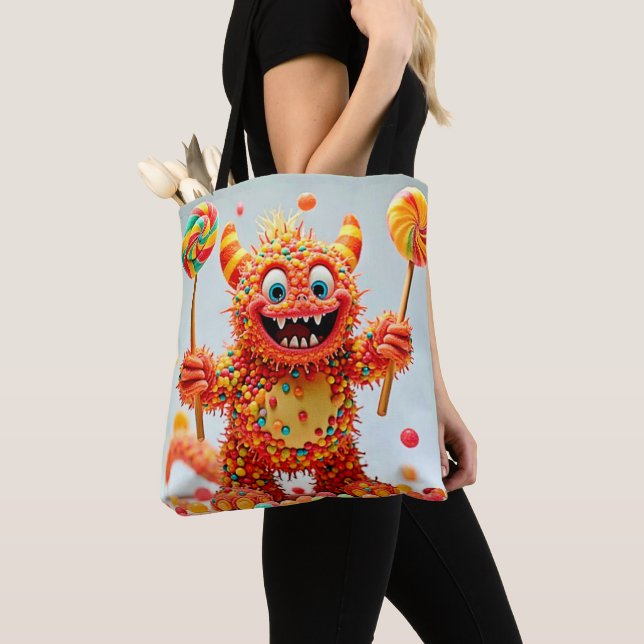 Tote Bag Bonbons de Monster heureux Design (De près)