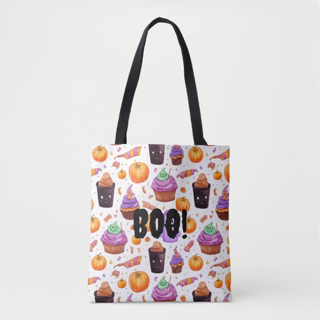 Tote Bag Bonbons d'Halloween festifs, jack - o-lanterns Boo (Devant)