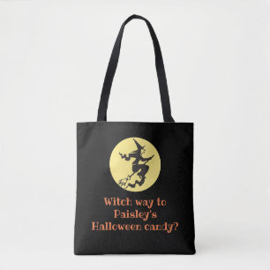 Tote Bag Bonbons noirs personnalisés de sorcière d'Hallowee