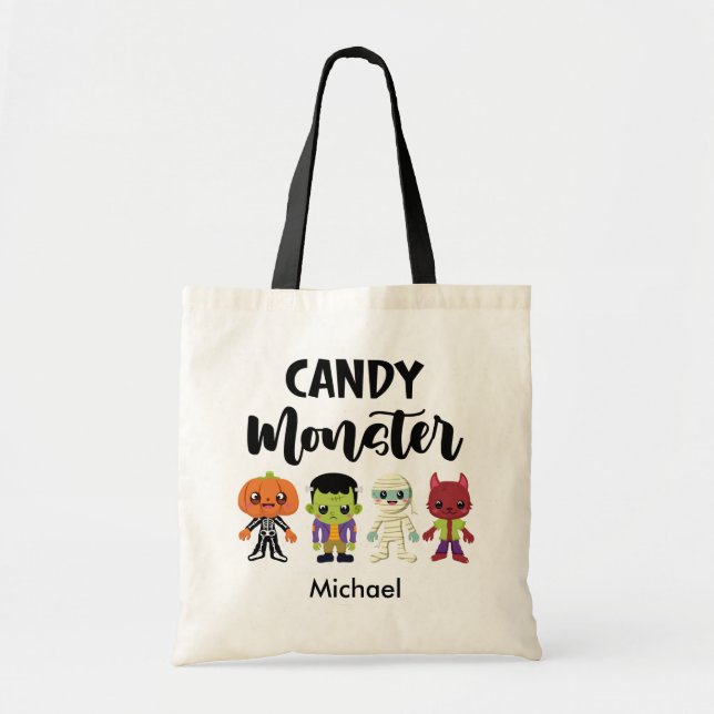Tote Bag Bonbons personnalisés Monster Enfants Trick ou Tre (Devant)