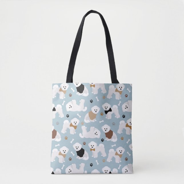 Tote Bag Bones et pattes Bichon Frise (Devant)