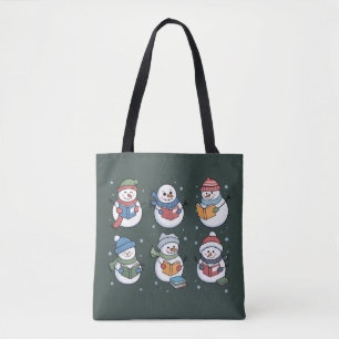 Tote Bag Bonhomme de neige amateur de livres cadeau de lect