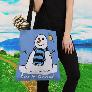 Tote Bag Bonhomme de neige avec message - Laissez la neige