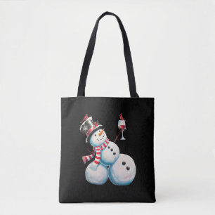 Tote Bag Bonhomme de neige avec vin Noël Cadeau de Noël drô