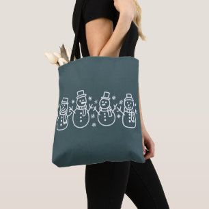 Tote Bag Bonhomme de neige bleu Noël Fêtes d'hiver Xmas