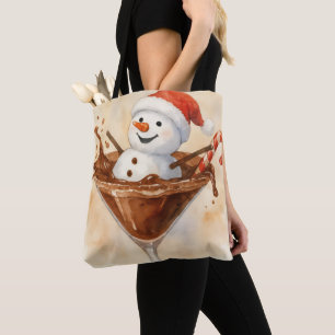 Tote Bag Bonhomme de neige de Noël dans un Martini au Choco
