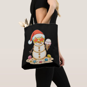 Tote Bag Bonhomme de neige en sable Chapeau de Père Noël No
