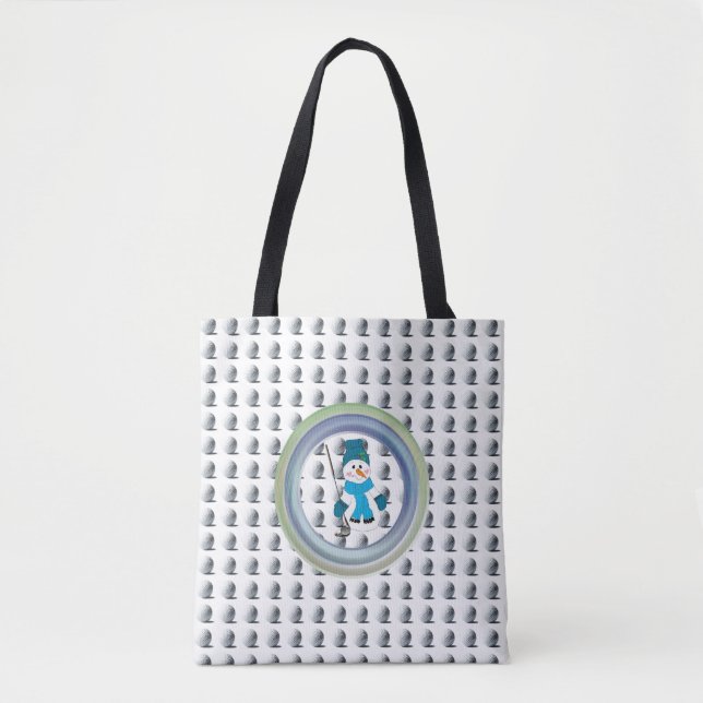 Tote Bag Bonhomme de neige Golfing Swing saisonnier  (Devant)