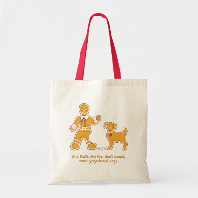 Tote Bag Bonhomme en pain d'épice et chien drôles pour Noël (Devant)