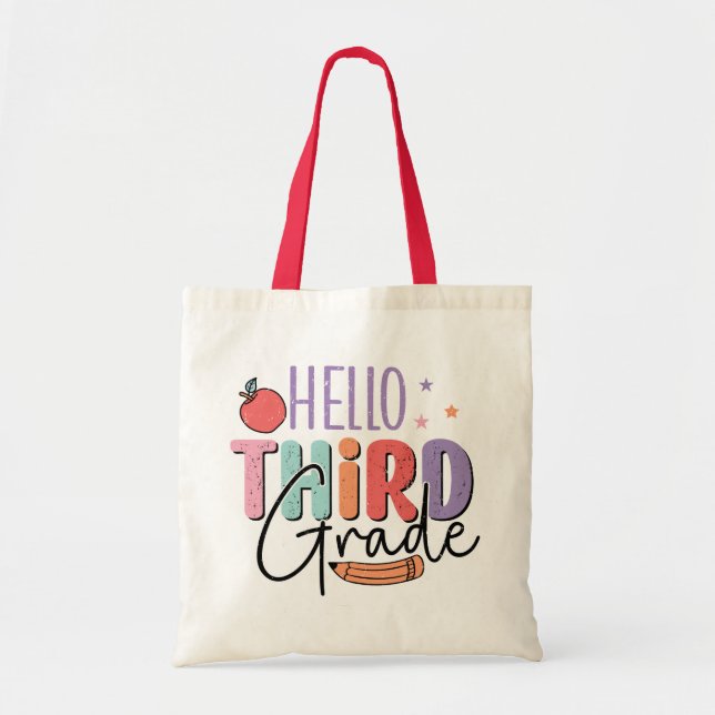 Tote Bag Bonjour 3e année de retour à l'école (Devant)