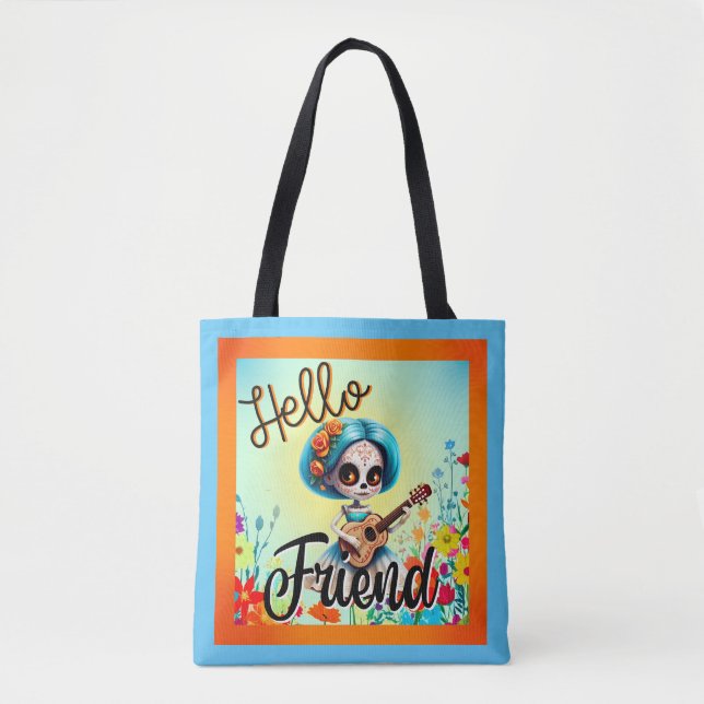 Tote Bag Bonjour ami Crâne de sucre (Devant)