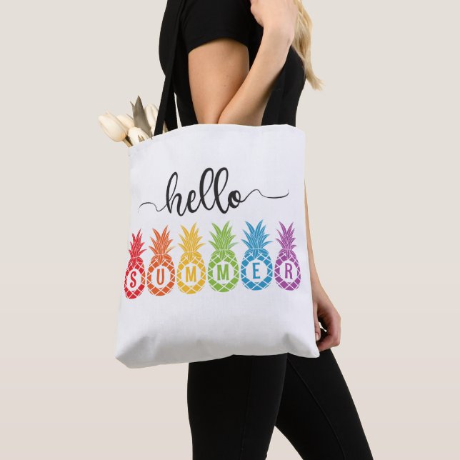 Tote Bag Bonjour Ananas d'été (De près)