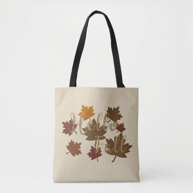 Tote Bag Bonjour Automne aquarelle automne Feuilles d'autom (Devant)