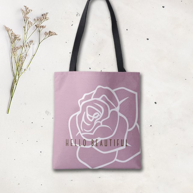 Tote Bag Bonjour Belle - Rose Rose Moderne Chic (Créateur téléchargé)