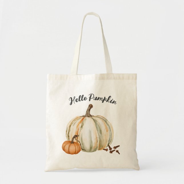 Tote Bag Bonjour Citrouille épice doux automne (Devant)