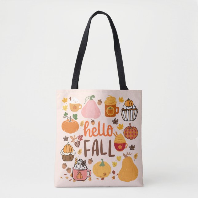 Tote Bag Bonjour citrouilles d'automne (Devant)