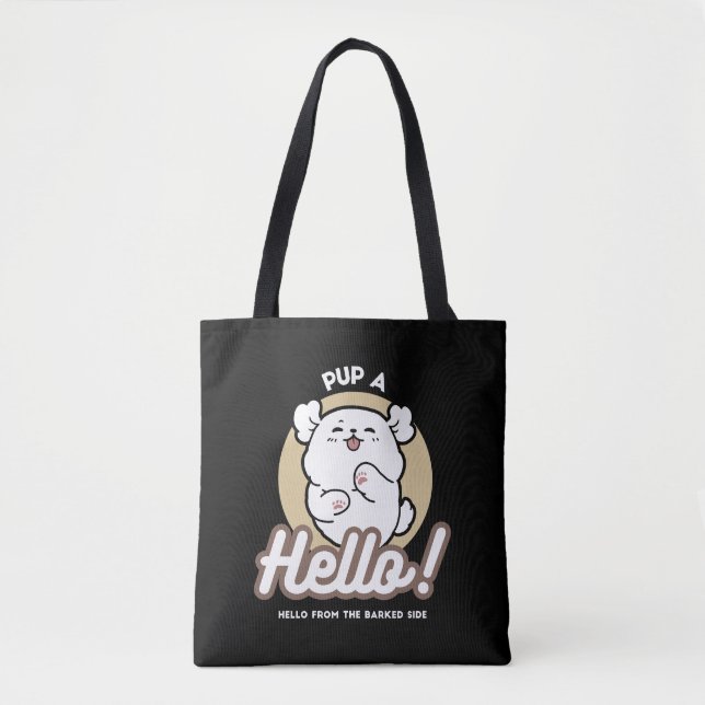 Tote Bag Bonjour du côté écorché - Jolie conception chien (Devant)