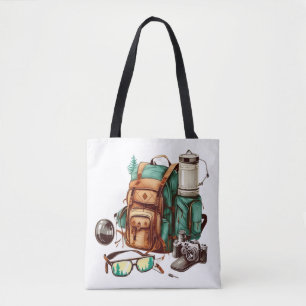 Tote Bag Bonjour Été Graphique Rétro Palmier Camping