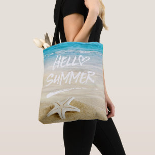 Tote Bag Bonjour étoiles de mer de plage de soleil d'été
