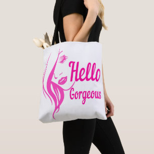 Tote Bag Bonjour Magnifique Jolie Dame Visage Typographie