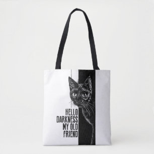 Tote Bag Bonjour obscurité mon vieil ami Black Cat Sketch V