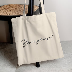 Tote Bag Bonjour ! Script moderne Français Hello tendance