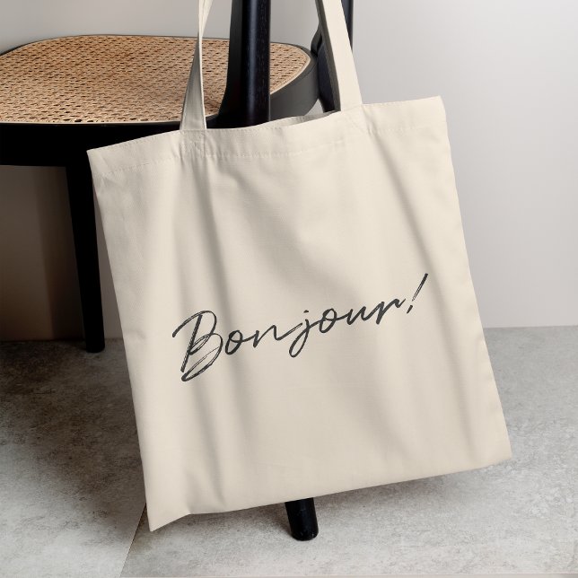 Tote Bag Bonjour ! | Script moderne Français Hello tendance (Créateur téléchargé)