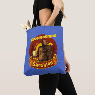 Tote Bag Bonjour Soleil Bigfoot Café Humour Art