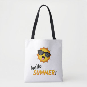 Tote Bag Bonjour Summer Sun avec lunettes de soleil