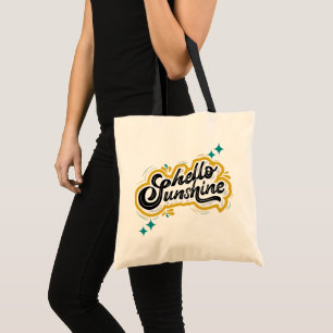 Tote Bag Bonjour Sunshine ! Papillon de citation jaune mou