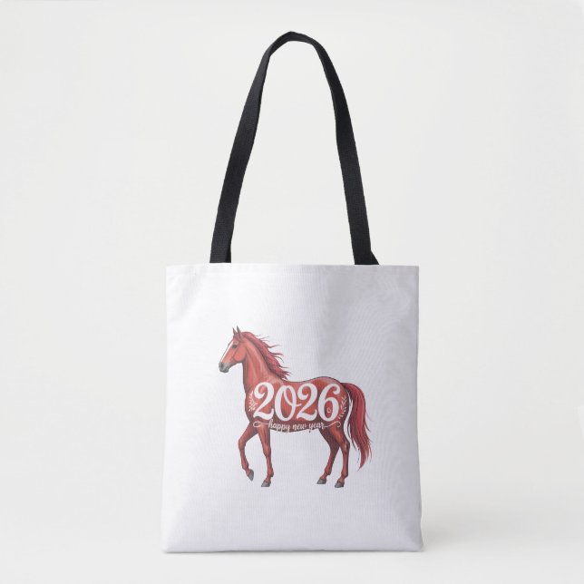 Tote Bag Bonne année 2026 Cheval Rouge Chinois (Devant)
