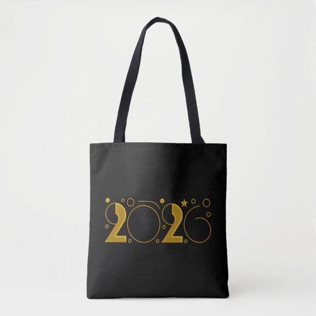 Tote Bag Bonne année 2026 or (Devant)