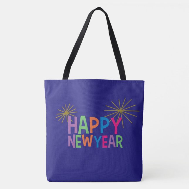 Tote Bag Bonne année avec des feux d'artifice (Devant)