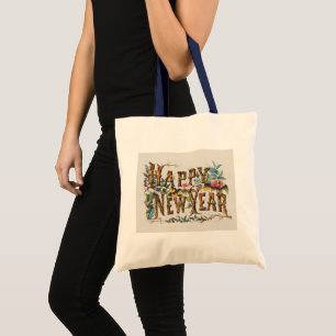 Tote Bag Bonne année dans les troncs d'arbres, les glands e
